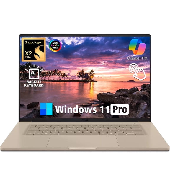 ASUS Zenbook A16 16" Laptop, Snapdragon X2 Elite Extreme, 48GB LPDDR5X 512GB SSD, 16" 3K OLED Touchscreen 120Hz, Copilot+ PC, Wi-Fi 7, Backlit KB, Windows 11 Pro