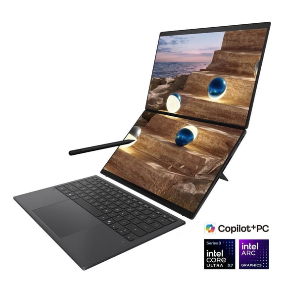 ASUS Zenbook DUO Dual 14" OLED WQXGA+ 144Hz Touchscreen Detachable Copilot+ PC 2-in-1 Notebook Intel Core Ultra X7 358H 32GB RAM 1TB SSD Moher Gray