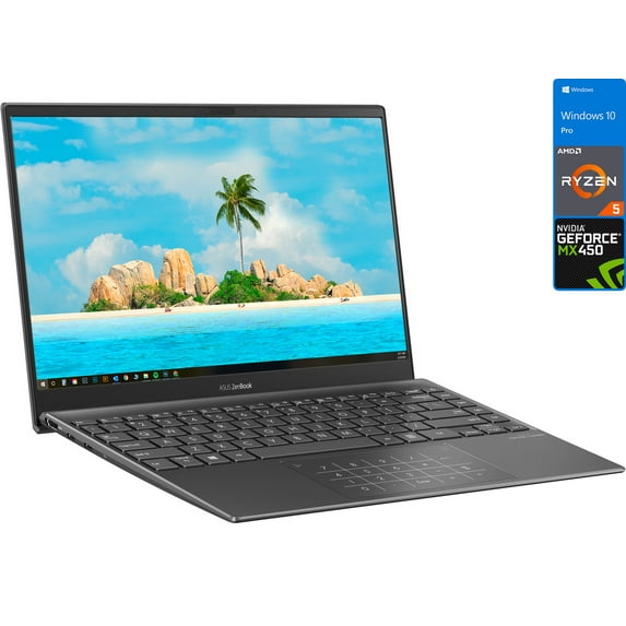 ASUS Zenbook Q Laptop, 14" FHD Display, AMD Ryzen 5 5500U Upto 4.0GHz, 8GB RAM, 256GB NVMe SSD, NVIDIA GeForce MX450, HDMI, Card Reader, Wi-Fi, Bluetooth, Windows 10 Pro