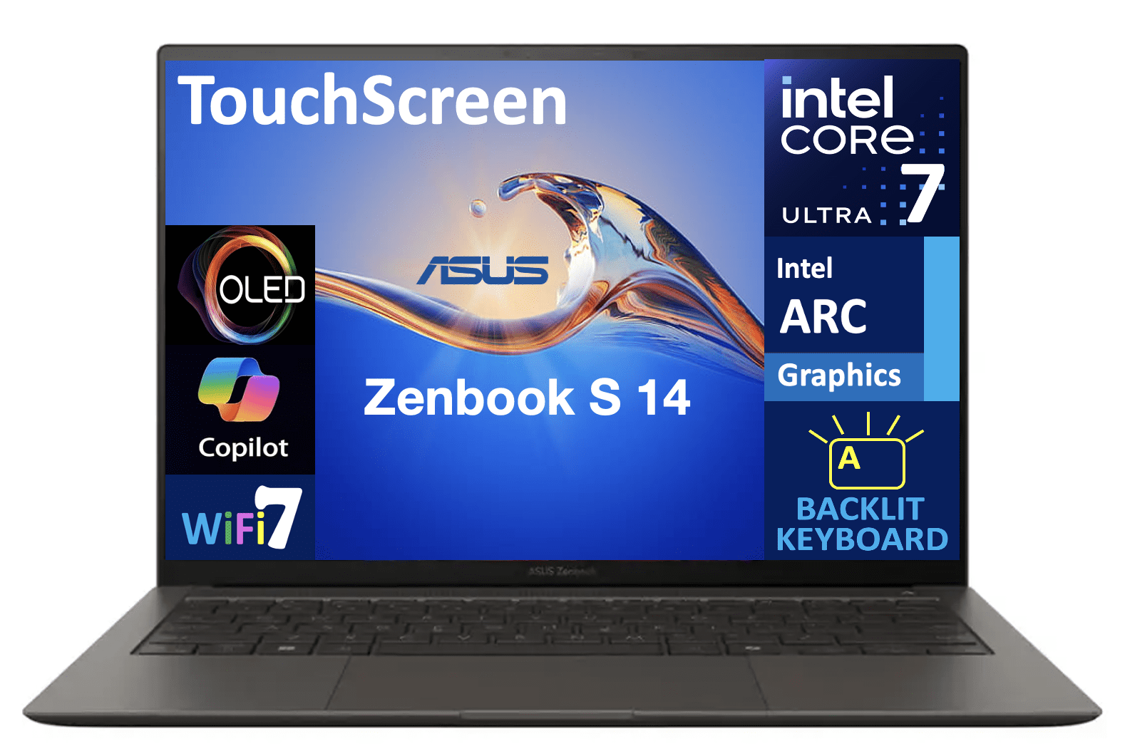 ASUS Zenbook S 14 AI PC Laptop 14.0in Touchscreen OLED 2.8K