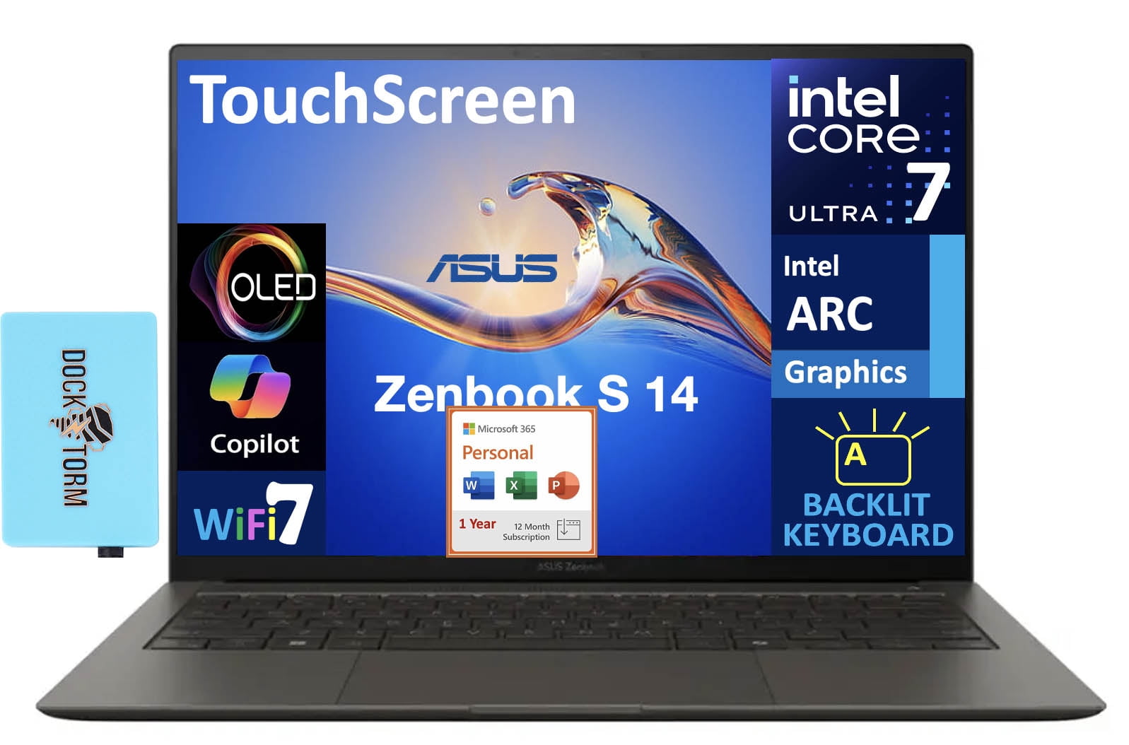 ASUS Zenbook S 14 AI PC Laptop 14.0in Touchscreen OLED 2.8K