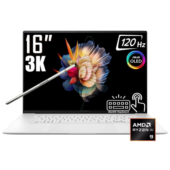 ASUS Zenbook S16 AI Copilot+ Laptop, 16" 3K 2880 x 1800 120Hz OLED Touchscreen, AMD Ryzen AI 9 365, WiFi 7, Backlit KB, FHD IR Webcam, Stylus Pen, Win 11 Home(24GB DDR5 RAM - 512GB SSD)