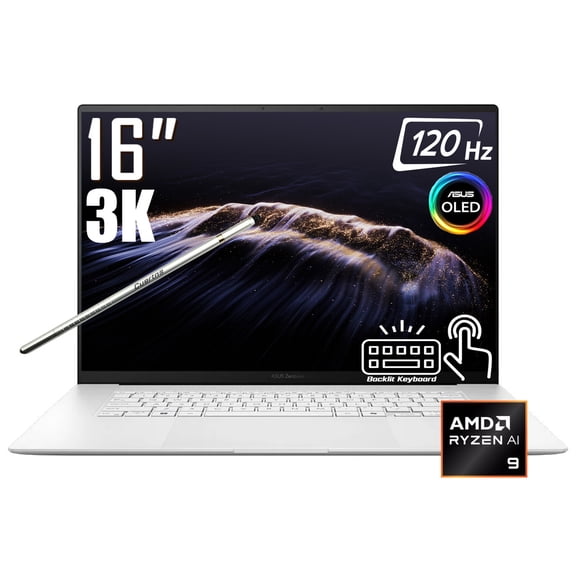 ASUS Zenbook S16 AI Copilot+ Laptop, 16" 3K 2880 x 1800 120Hz OLED Touchscreen, AMD Ryzen AI 9 365, WiFi 7, Backlit KB, FHD IR Webcam, Stylus Pen, Win 11 Home(24GB DDR5 RAM | 512GB SSD)