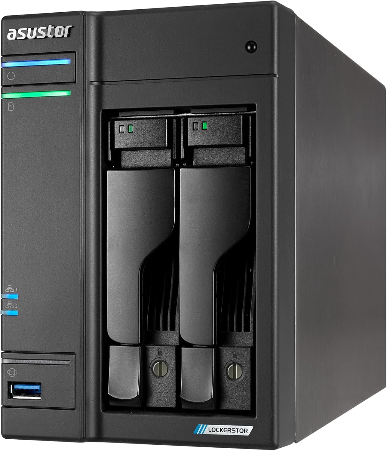 Asustor AS6702T v2 Lockerstor 2 Gen2+ 2 Bay NAS, Quad-Core 2.0GHz CPU, 2x5GbE ,4GB RAM DDR4, 4x M.2 SSD Slots (Diskless)