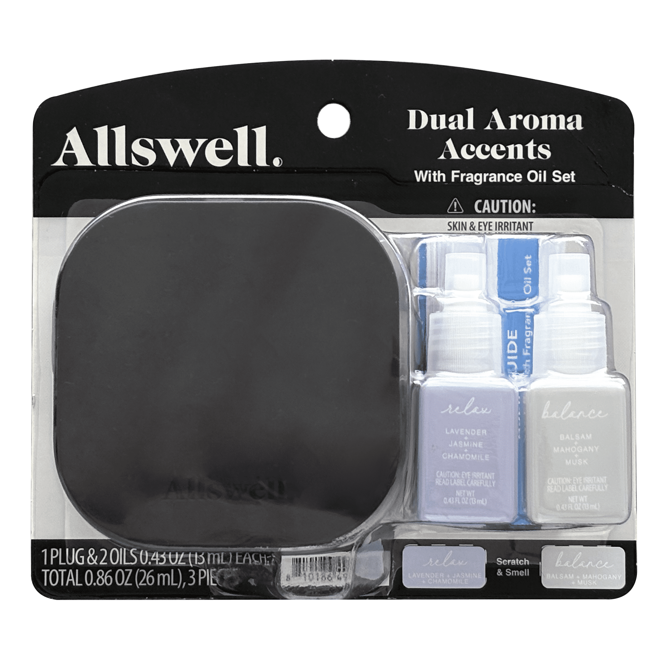 Allswell Dual Plug In Bundle with 2 Oils, Relax & Balance (Lavender + Jasmine + Chamomile & Balsam+ Mahogany+ Musk)