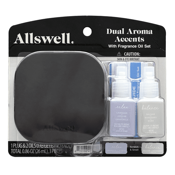 Allswell Dual Plug In Bundle with 2 Oils, Relax & Balance (Lavender   Jasmine   Chamomile & Balsam  Mahogany  Musk)