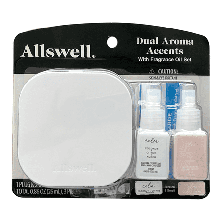 Allswell Dual Plug In Bundle with 2 Oils, Calm & Glow (Coconut + Citrus + Amber & Vanilla + Pear + Coconut)