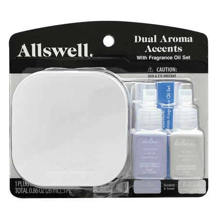 Allswell Dual Plug In Bundle with 2 Oils, Relax & Balance (Lavender + Jasmine + Chamomile & Balsam+ Mahogany+ Musk)