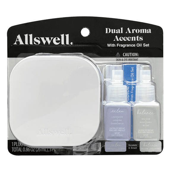 Allswell Dual Plug In Bundle with 2 Oils, Relax & Balance (Lavender   Jasmine   Chamomile & Balsam  Mahogany  Musk)