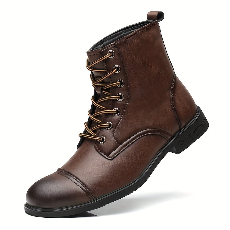 ASWMXR Stylish Men‘s Leather Dress Boots with Cap Toe Comfortable AllSeason Wear Perfect for