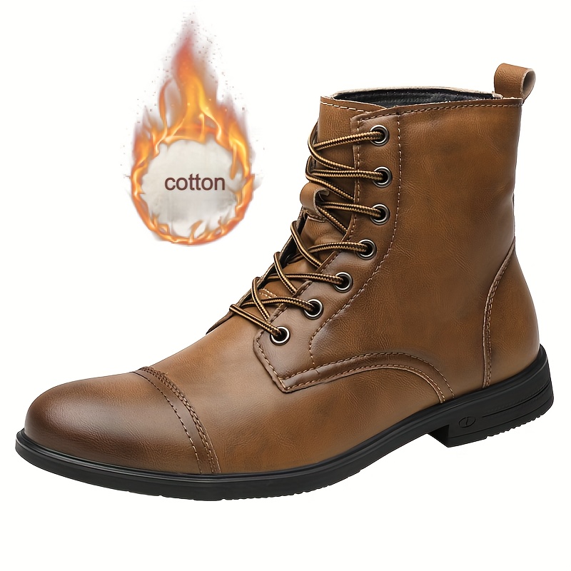 ASWMXR Stylish Men‘s Leather Dress Boots with Cap Toe Comfortable AllSeason Wear Perfect for