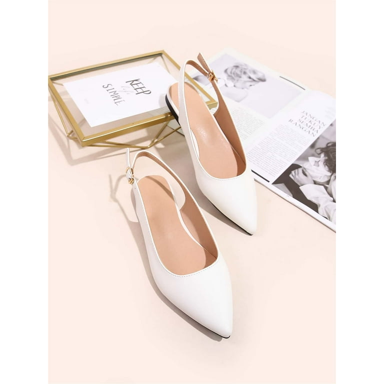 Flat white slingback shoes hot sale