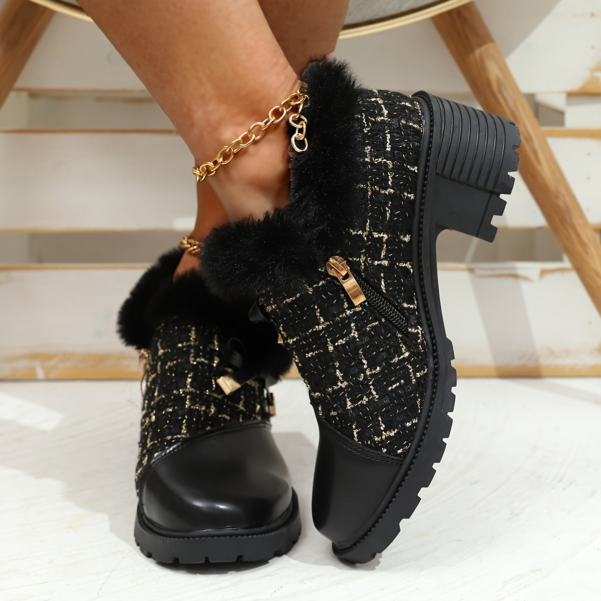 Tweed boots womens outlet