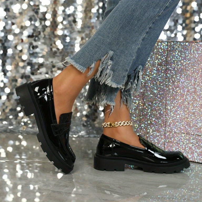 Chunky heel loafers hotsell
