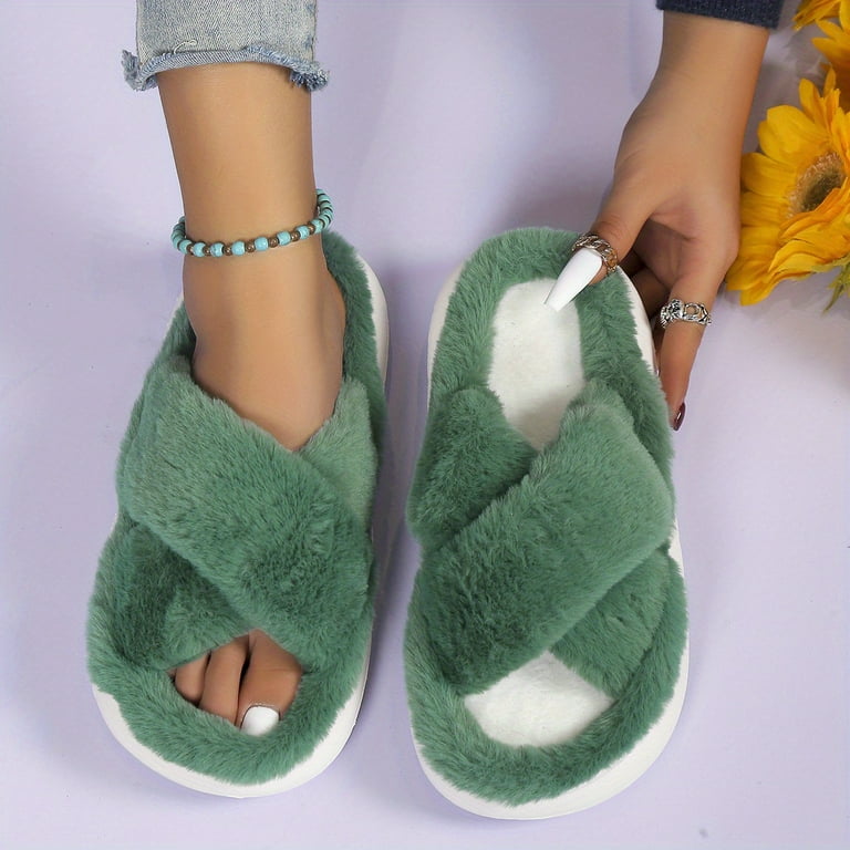 Walmart fluffy slippers hot sale