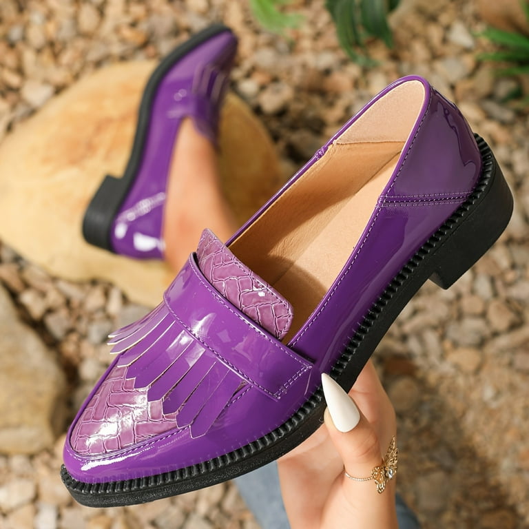 ASWMXR Women s Tassel Decor Loafers Solid Color Pointed Toe Slip On Shoes Fashion All Match Loafers Walmart