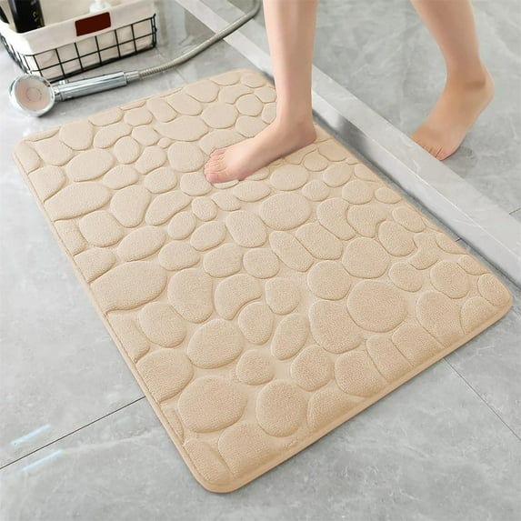 ASXITE Bath Mats for Bathroom Floor,Bathroom Rugs Sets,1pc Memory Foam Bath Rug Embossed Bathroom Mat Water Absorbent And Washable Bath Rugs,Non-Slip,Thick,Soft And Comfortable Carpet For Show