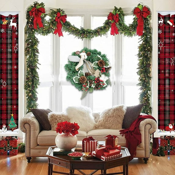 ASXITE Christmas Decorations Indoor,Christmas Wreaths Decorations,Christmas Wreath With Gold Decorations Pinaster Cones Ideal For Home Hotel Holiday Decorations