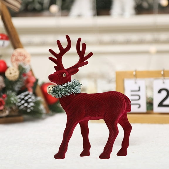 ASXITE Christmas Decorations Indoor,Fall/Winter Indoor Decorations,Christmas Deer Ornaments Christmas Snow Deer Pendant Flocking Vibe Arrangement Decorations Christmas Reindeer Tabletop Decorations