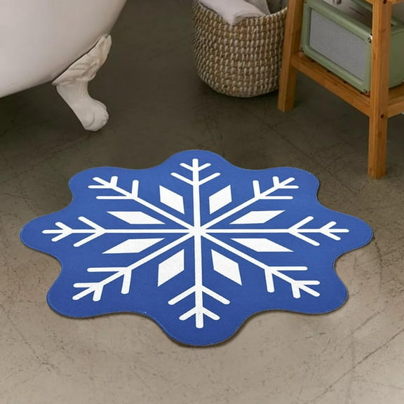 ASXITE Rugs for Living Room,Rugs for Bedroom,Winter Snowfleke Rug,26.4" Christmas Snowflake Door Mat,Non Slip Washable Welcome Door Mat,Cute Winter Doormats For Indoor Outdoor Entrance Home Bathroom