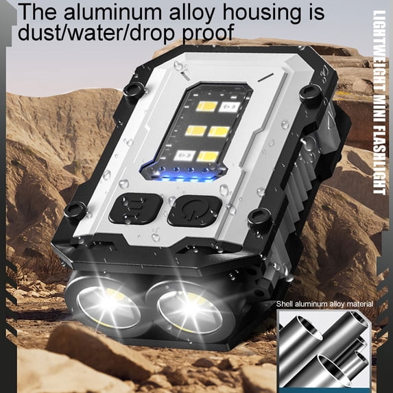ASXITE Travel Flashlight, Flashlights and Lanterns, New Keychain Light Type-C Charging Outdoor High Brightness Small Steel Light Source Strong Light Mini Flashlight