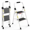 thumbnail image 1 of ASoopher Folding 2 Step Ladder, Heavy Sturdy Steel Portable 2 Step Stool with Handrail, Safe-Lock Design, For Kitchen, Garage & Outdoor Use, White, 1 of 8
