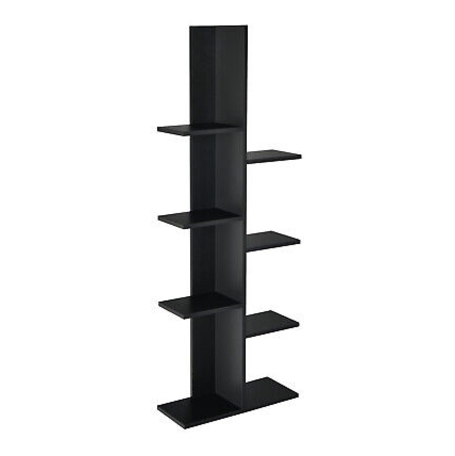 Modern Black Engineered Wood 8-Tier Tree Bookshelf
