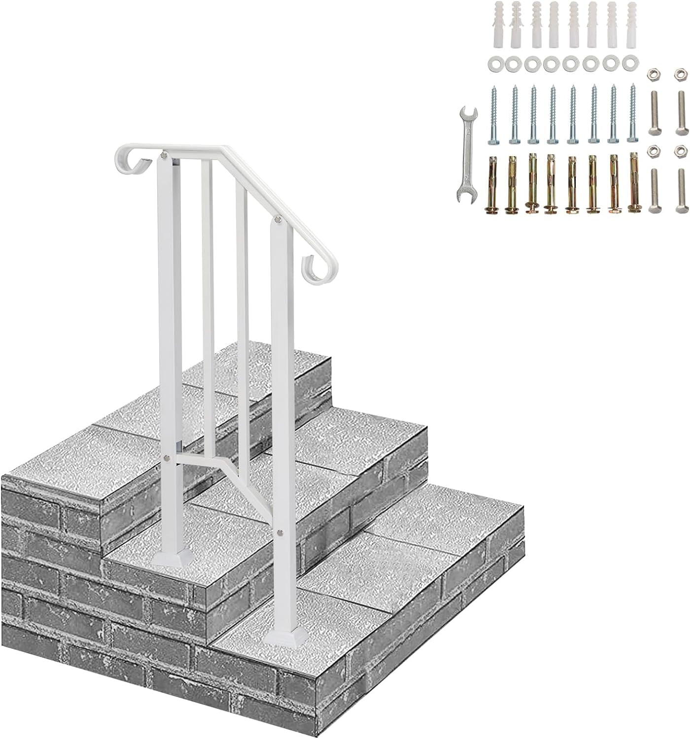 Metal Handrails For Outdoor Steps,Heavy-Duty Stair Railing For 1 To 5 Steps, Handrailing For - View #8