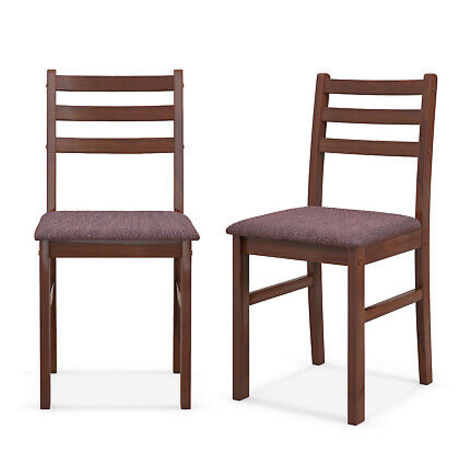 Rustic Brown Linen Upholstered Wooden Side Chair Set