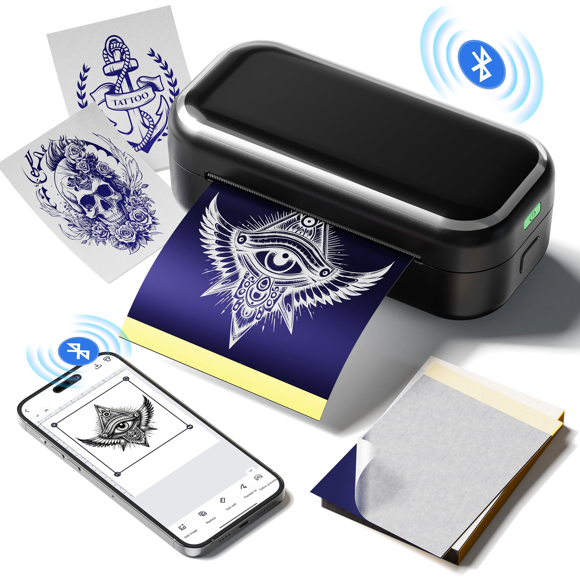 Imprimante à Pochoirs De Tatouage Bluetooth - Thermocopieur Sans Encre - Transfert Sur Papier - Portable Pour Débutants & Pro