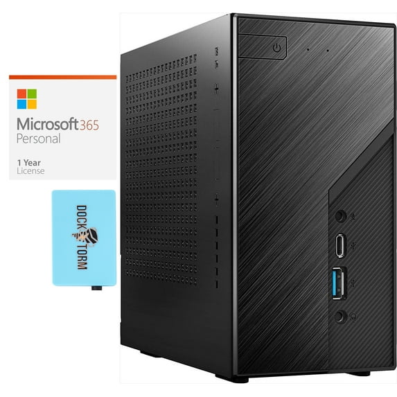 ASrock X300W Gaming Mini Desktop (AMD Ryzen 5 5600G 6-Core, AMD Radeon, 16GB RAM, 1TB PCIe SSD + 2TB HDD (2.5), USB 3.2, Win 10 Home) with Microsoft 365 Personal , Dockztorm Hub