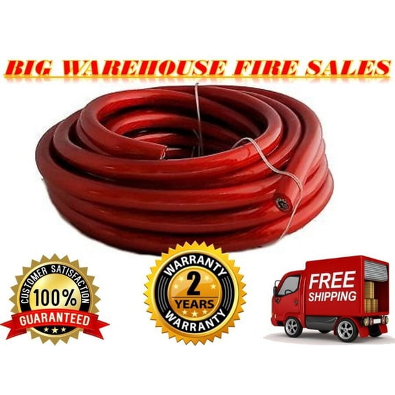 AT 25 FEET PREMIUM 0 GAUGE RED POWER / GROUND WIRE CABLE 1/0 GAUGE CAR AUDIO