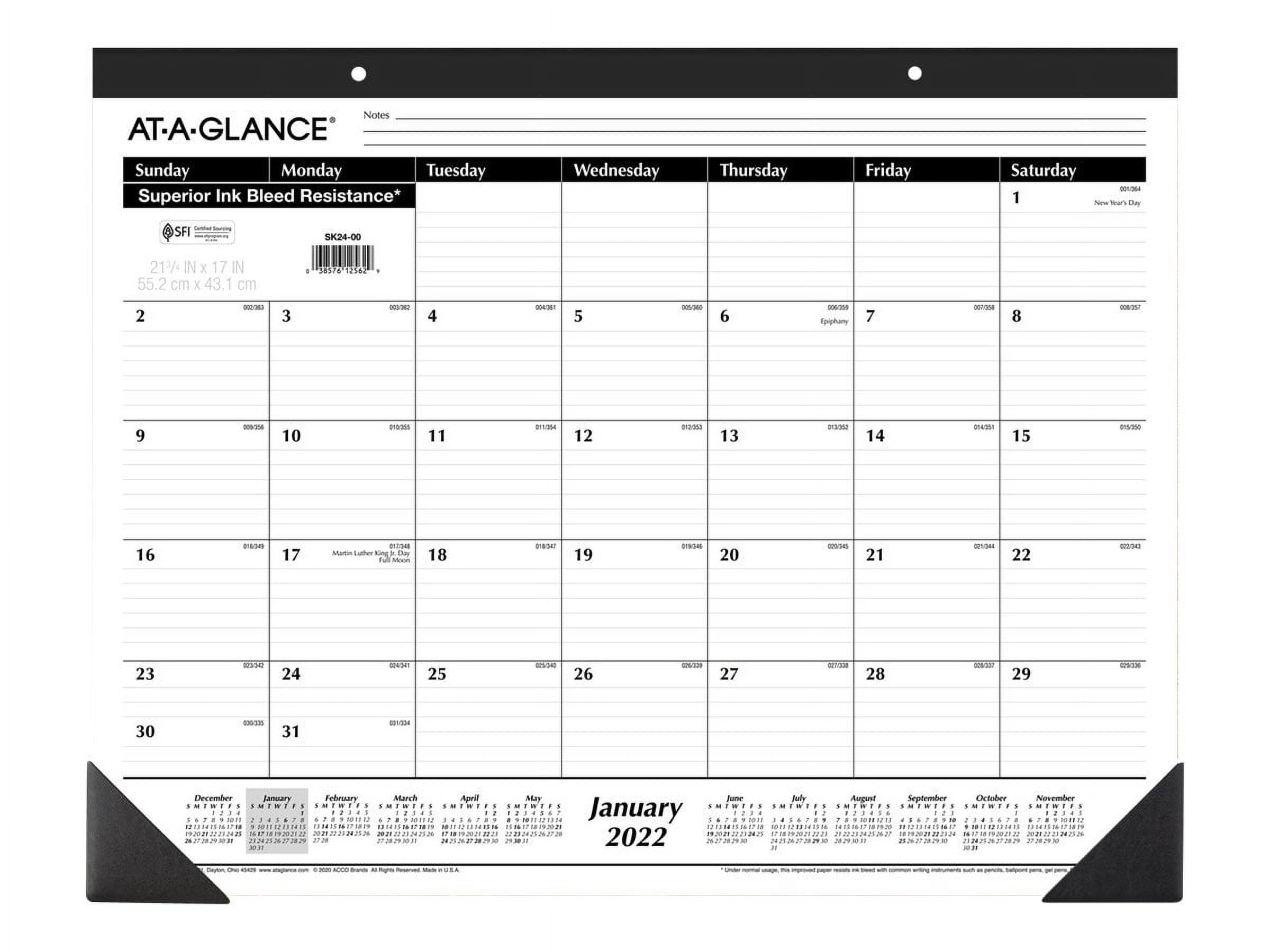 Large Black and White Monthly Desk Pad Calendar with Paper Material