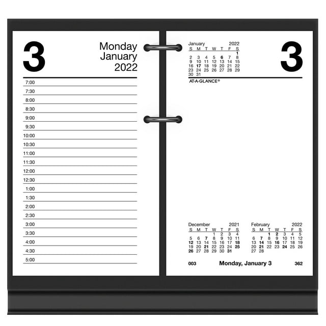 ATAGLANCE 2022 6" x 3.5" Daily Calendar Refill White/Black E7175022