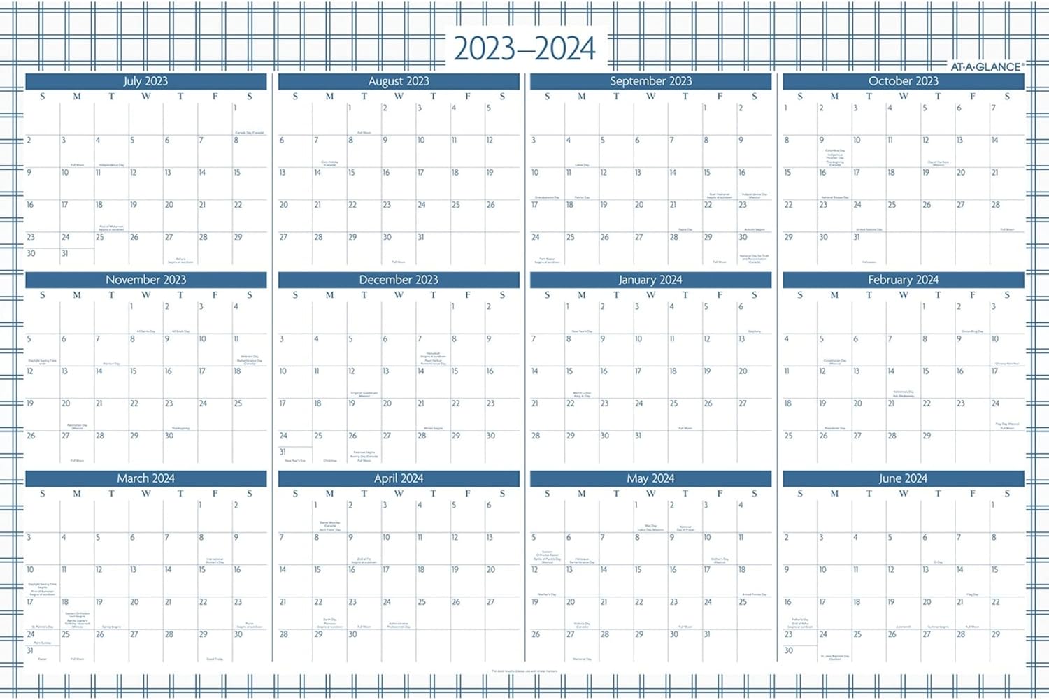 ATAGLANCE 20232024 Erasable Wall Calendar, 24" x 36", Large