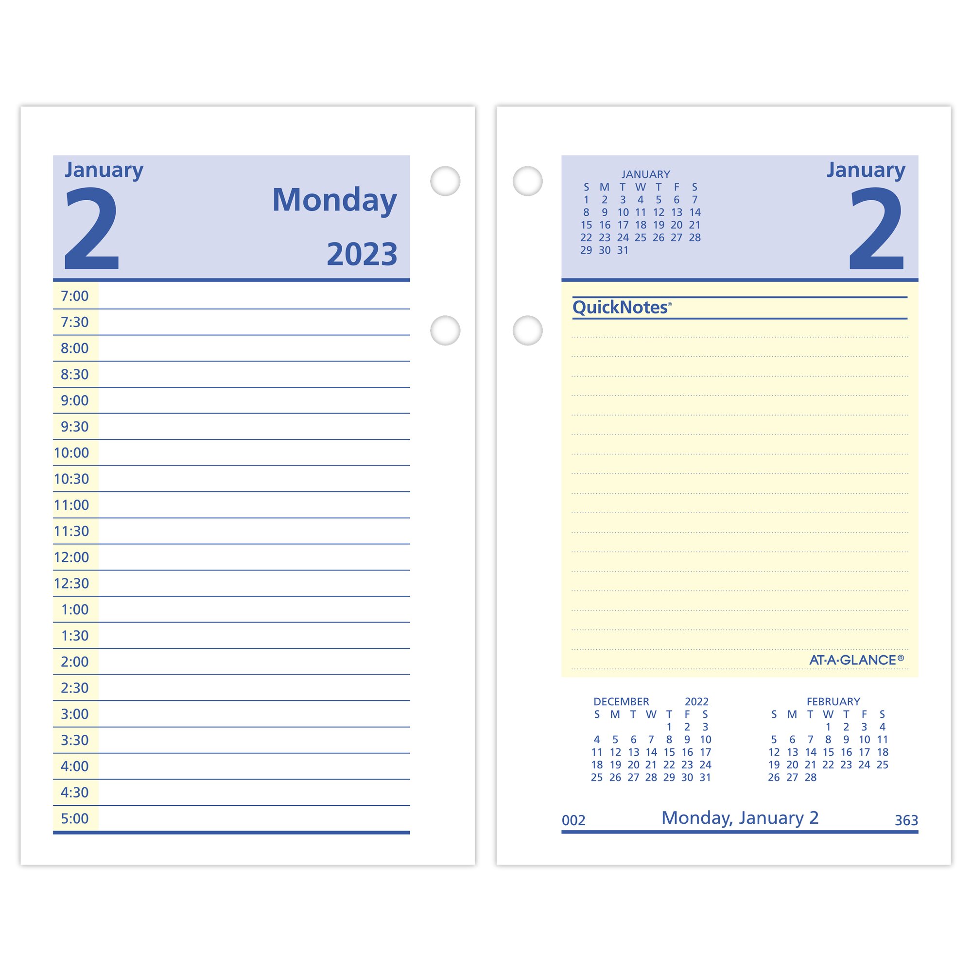 ATAGLANCE 2023 QuickNotes Daily LooseLeaf Desk Calendar Refill