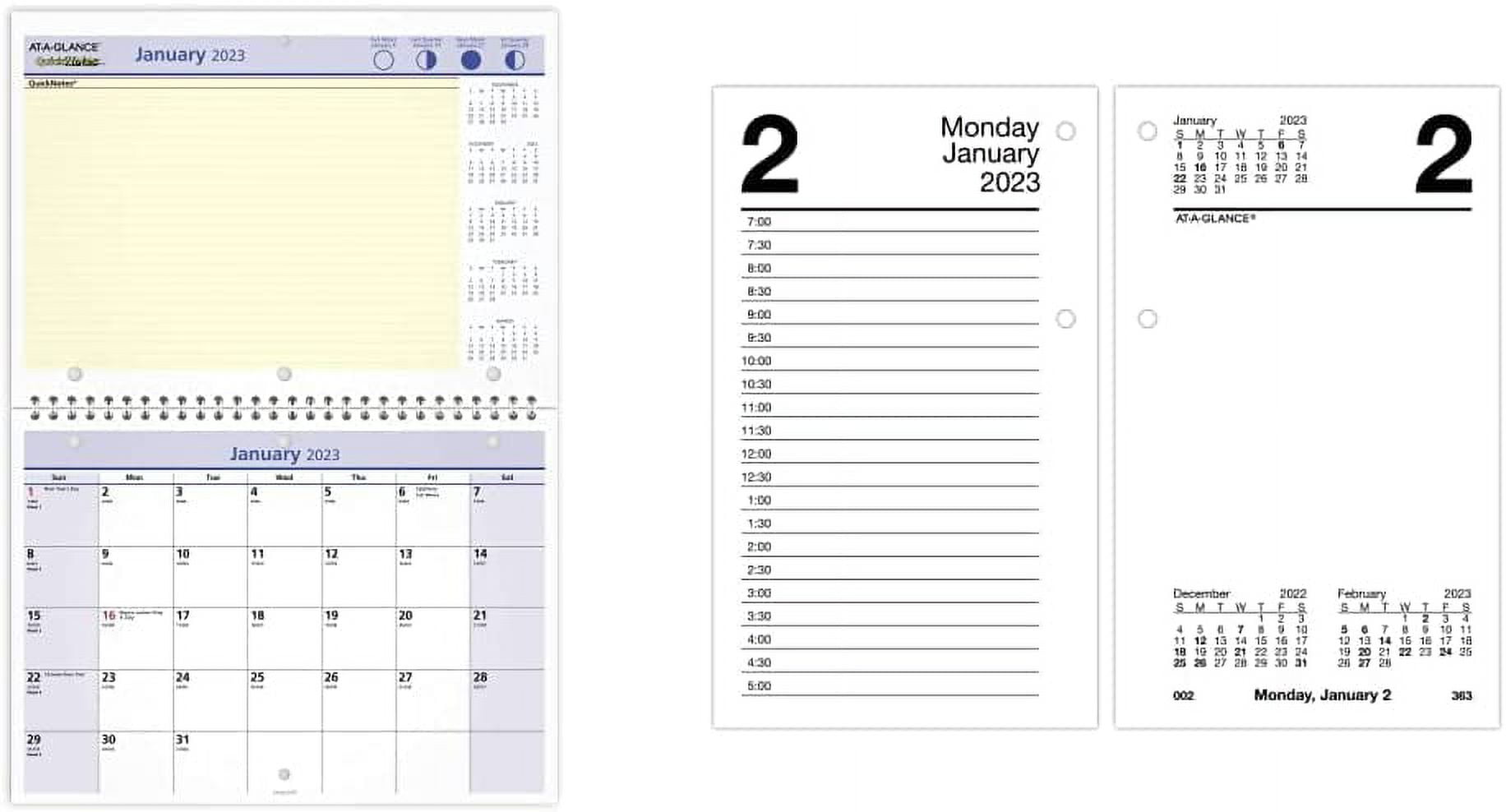 ATAGLANCE 2023 Wall Calendar, QuickNotes, 11" x 8" & 2023 Daily Desk