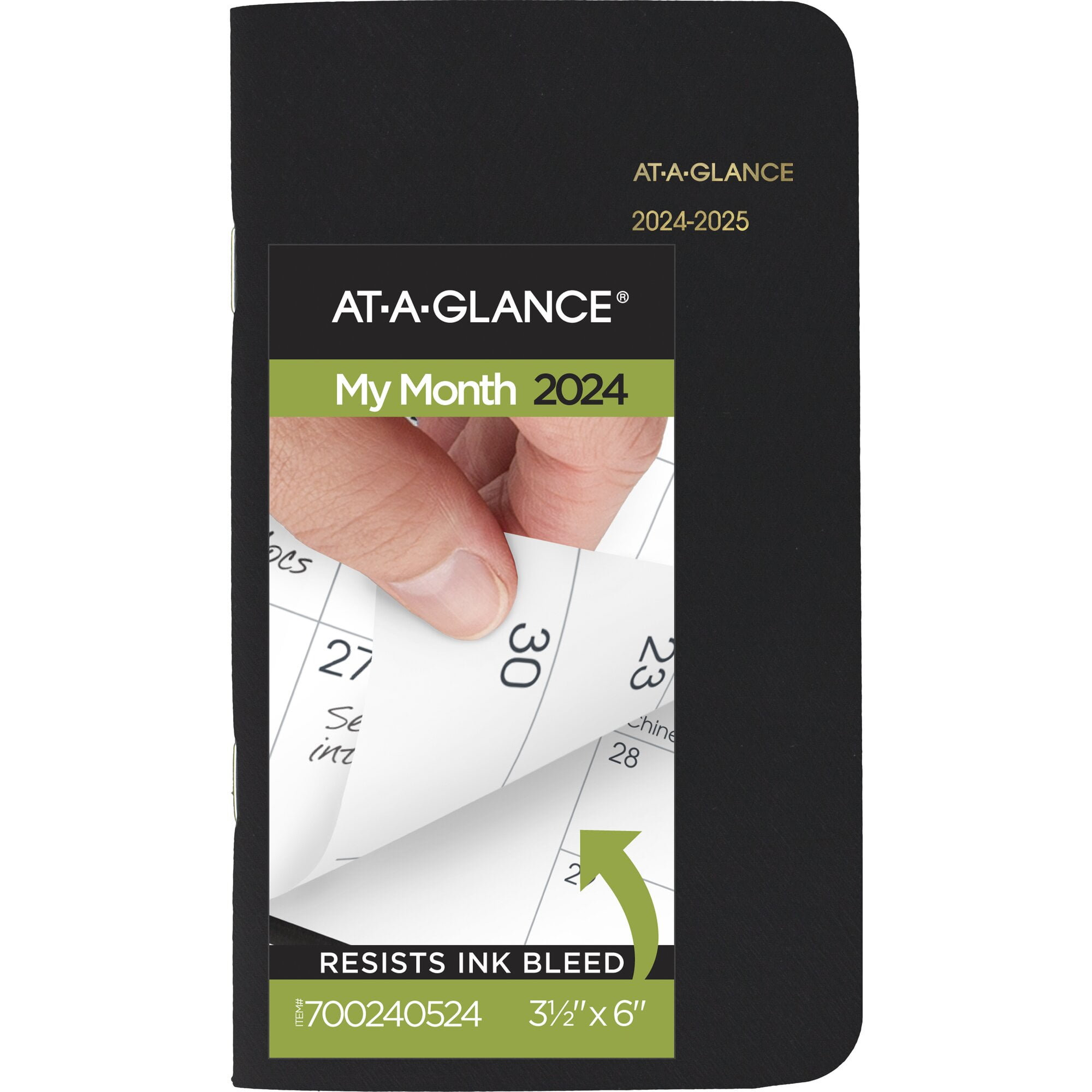AT-A-GLANCE 2024-2025 Two Year Monthly Planner Black Pocket 3 12 x