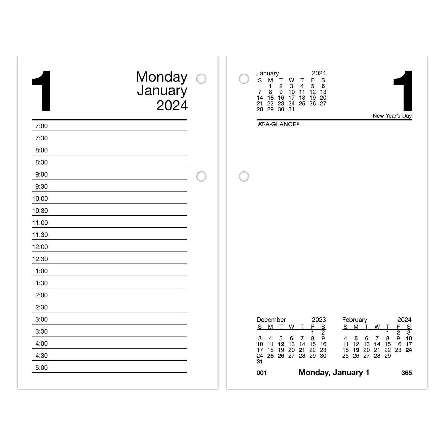 ATAGLANCE 2024 Daily LooseLeaf Desk Calendar Refill Standard 3 12 x