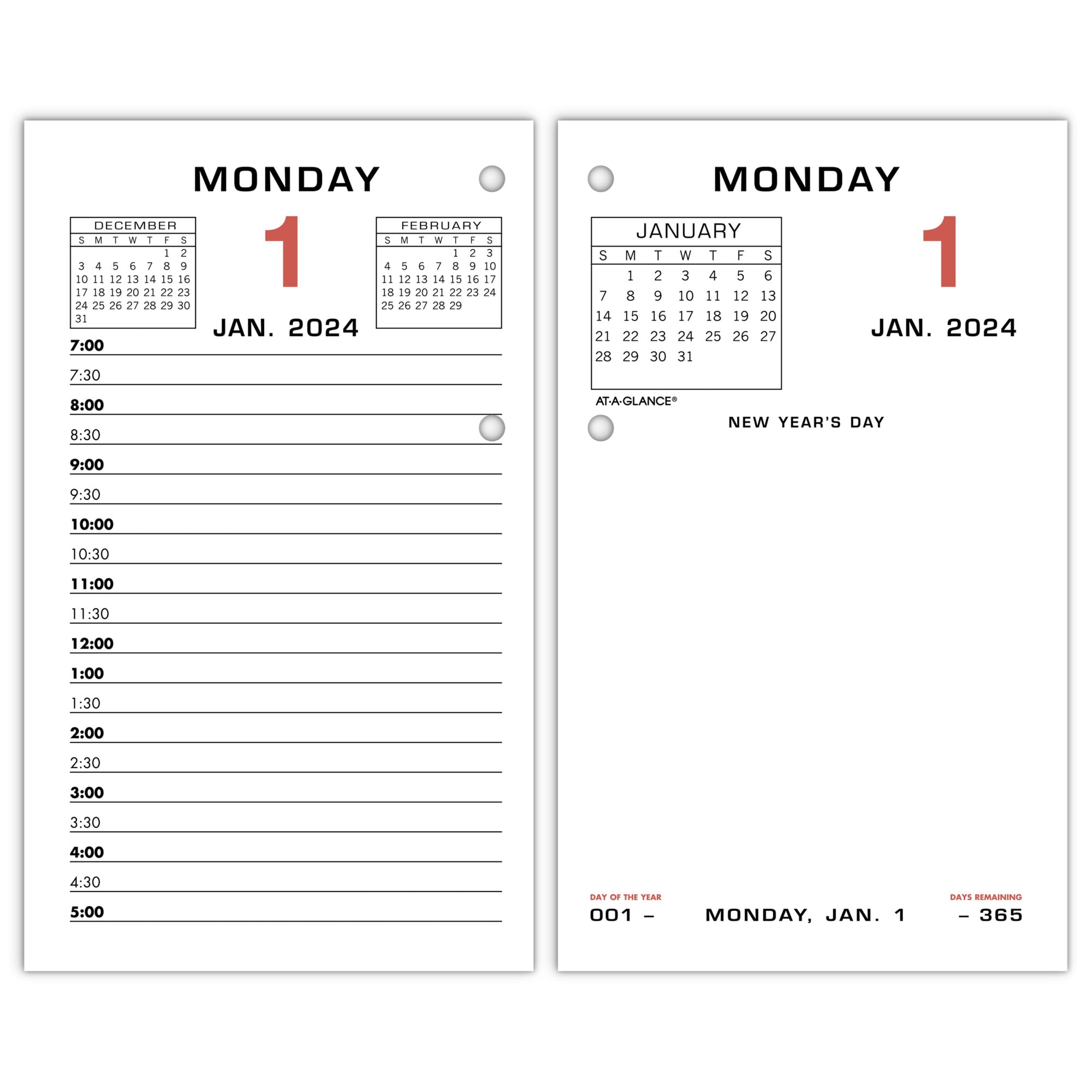 ATAGLANCE 2024 Daily LooseLeaf Desk Calendar Refill Standard 3 12 x