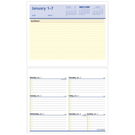 AT-A-GLANCE QuickNotes Flip-A-Week 2024 Weekly Refill Small 5 12 x 7 - Desk Pad