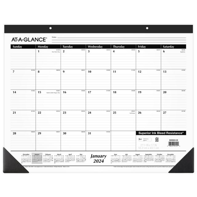 ATAGLANCE 2024 Monthly Desk Pad Calendar Standard 21 34 x 17 Desk