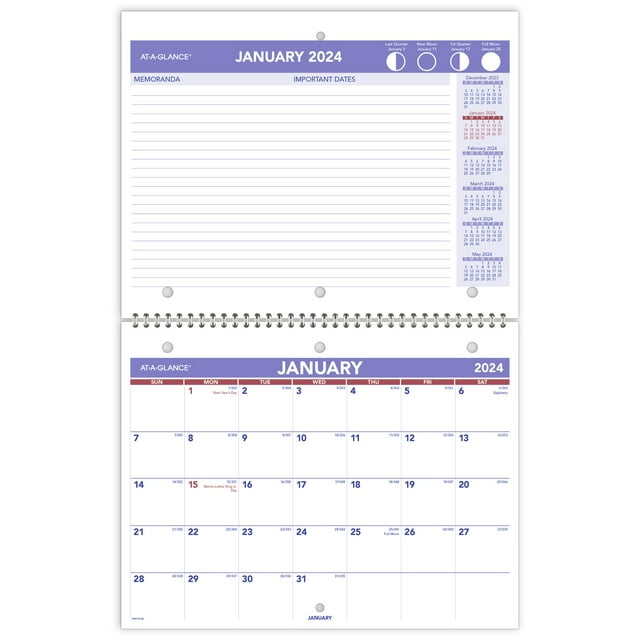 ATAGLANCE 2024 Monthly Desk Wall Calendar Small 11 x 8 12 Wall