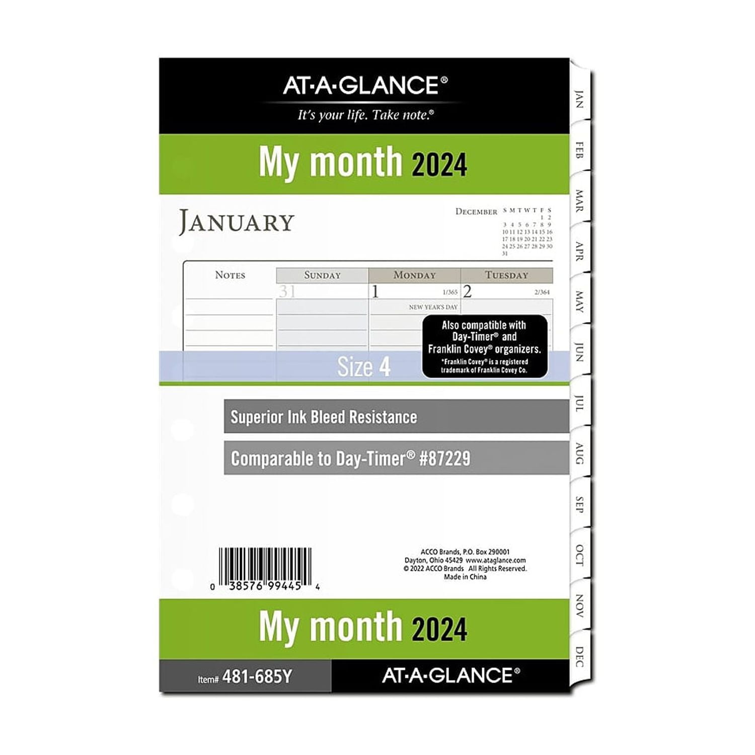 ATAGLANCE 2024 Monthly Planner Refill LooseLeaf Desk Size 5 12 x 8