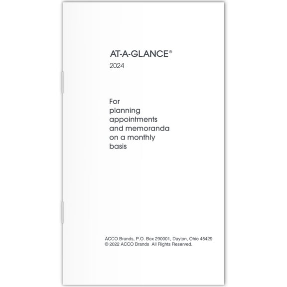 AT-A-GLANCE 2024 Monthly Planner Refill for 70-064 Pocket 3 12 x 6 - Refillable