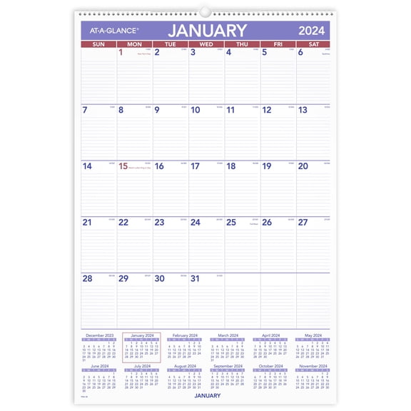 AT-A-GLANCE 2024 Monthly Wall Calendar Large 20 x 30 - Wall Calendars