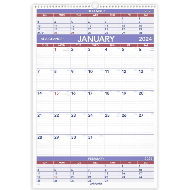 ATAGLANCE 2024 Three Month Wall Calendar Large 15 12 x 22 34