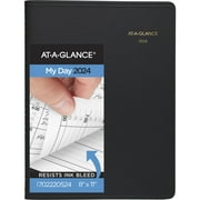 AT-A-GLANCE 2024 Two Person Daily Appointment Book Black Large 8 x 11 - Group