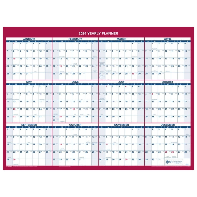 ATAGLANCE 2024 Erasable Reversible Wall Calendar, Large Office