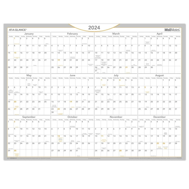 ATAGLANCE 2024 WallMates SelfAdhesive DryErase Yearly Calendar